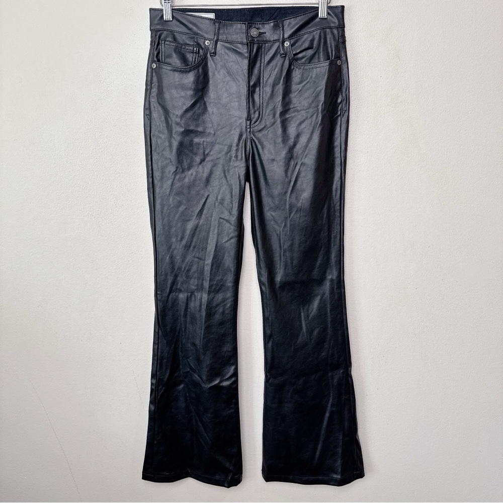 Gap Womens 29 High Rise Vegan Leather 70s Flare Pant - Picture 2 of 14
